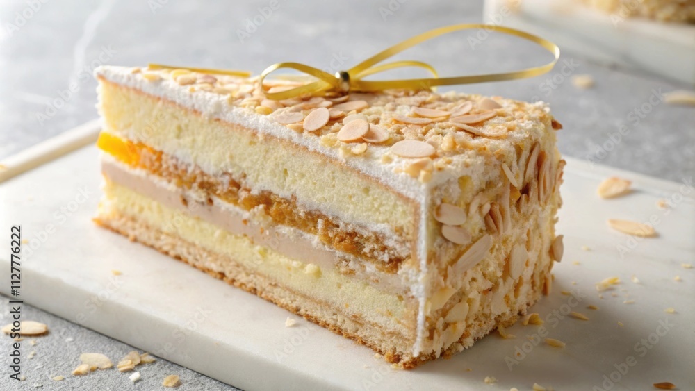 Aufkleber a closeup view of a thoughtfully crafted cake slice with a smooth surface revealing intricate layers