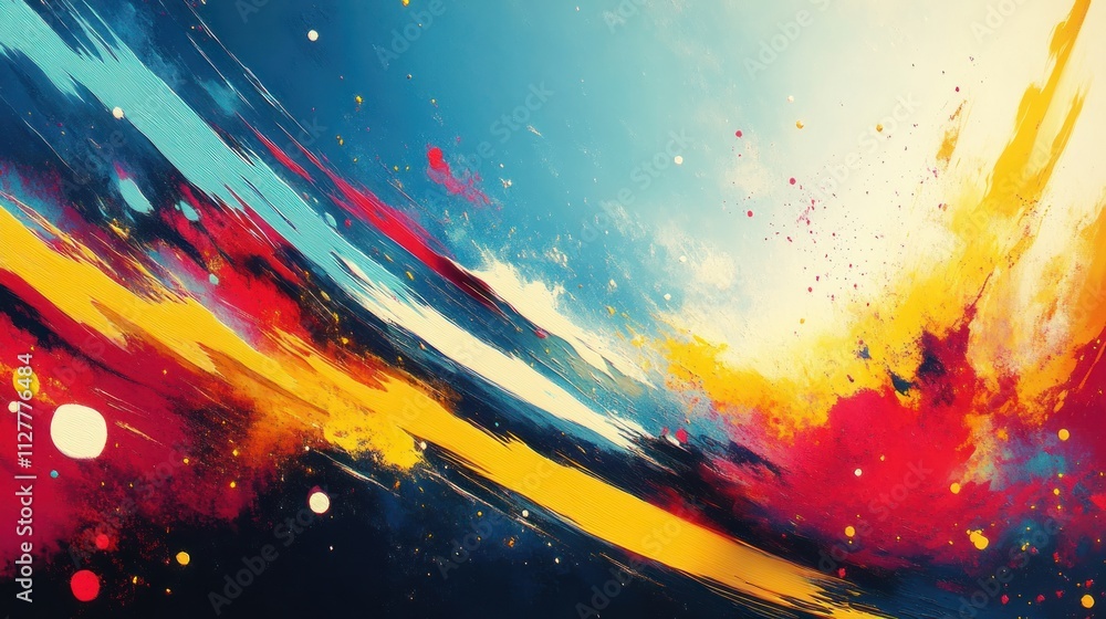 Aufkleber energetic abstract expressionism background with bold brushstrokes and playful color