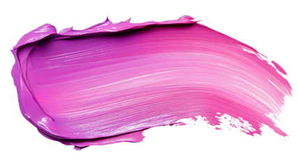thick pink and purple acrylic oil paint brush stroke on transparent png background isolated