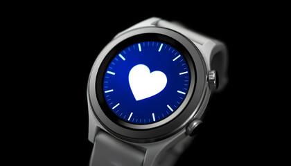 Close up white smart watch with health app icon on the screen isolated with white highlights, png