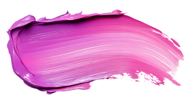 thick pink and purple acrylic oil paint brush stroke on transparent png background isolated