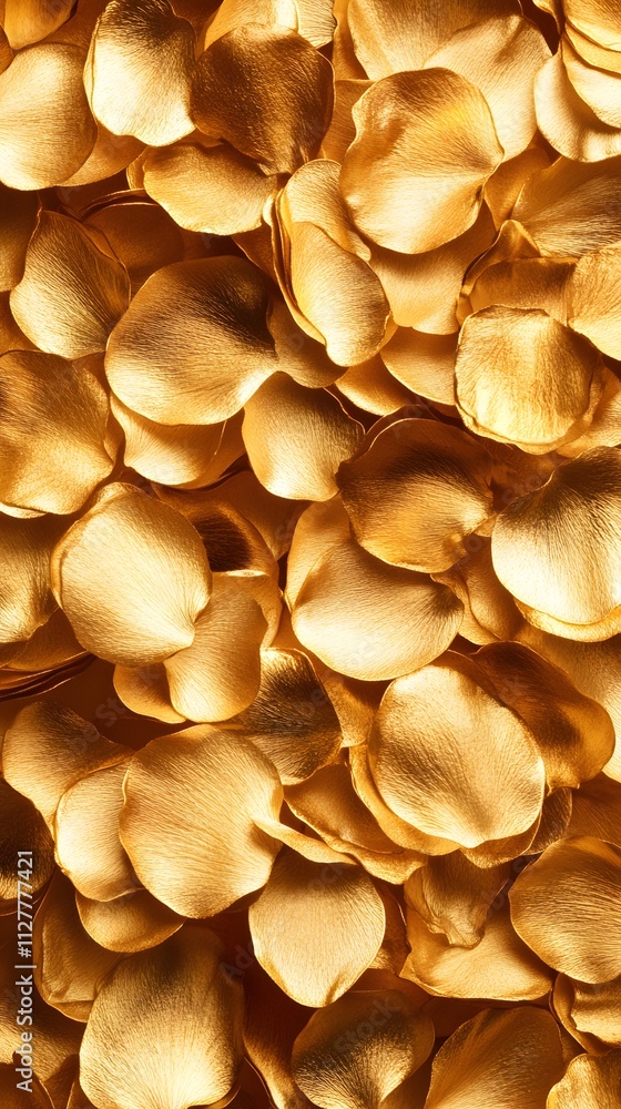 Poster a close-up view of shimmering golden petals, creating a luxurious and elegant texture.