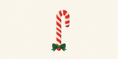 Obraz premium A festive candy cane with a green bow, perfect for holiday greetings!