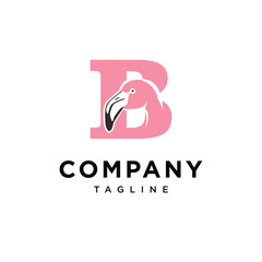  Letter B Flamingo Logo Icon Vector 