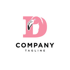  Letter D Flamingo Logo Icon Vector 