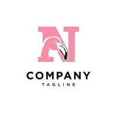  Letter N Flamingo Logo Icon Vector 