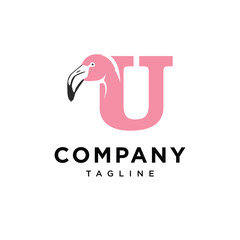  Letter U Flamingo Logo Icon Vector 