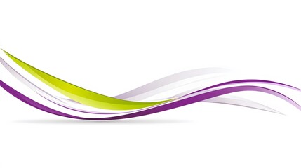 Naklejka premium Abstract flowing purple and green wave lines on white background.