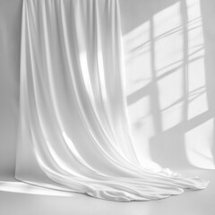 Bright white seamless backdrop with high-key lighting for photography and design projects studio