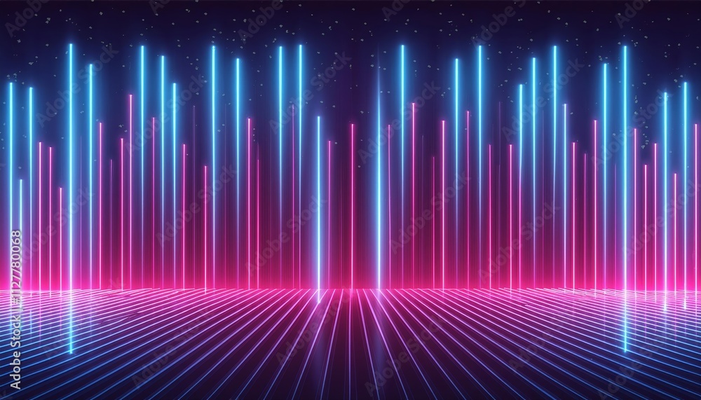 Aufkleber this captivating digital wallpaper showcases an abstract neon background with vibrant pink and blue 