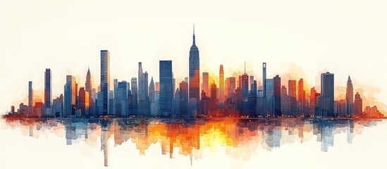 Obraz premium Watercolor Skyline of New York City