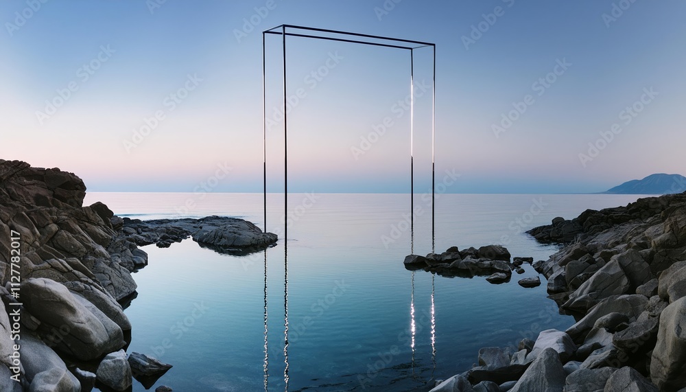 Poster this stunning image showcases a rendering of an abstract minimalist background, combining futuristic