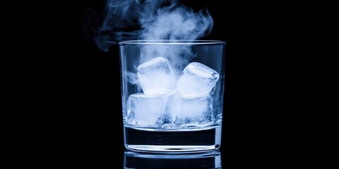 Ice Cubes in a Glass with Smoke