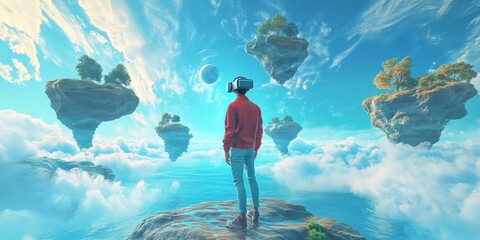 Exploring the metaverse immersive virtual reality experience in a dreamlike landscape