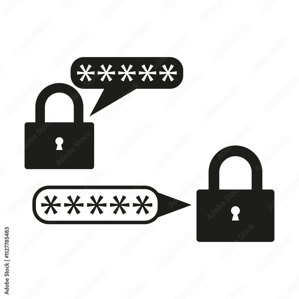 Poster password lock icons. cybersecurity vector symbols. safe encrypted communication. privacy protection 