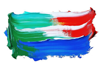 Colorful stripes of blue- red- and green acrylic paint brush strokes- PNG format with transparent background for artistic and creative design projects