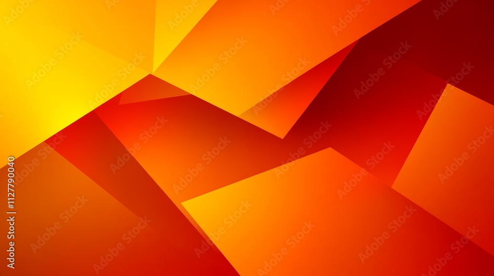 Poster abstract geometric background with triangles and gradients in orange and red for modern design