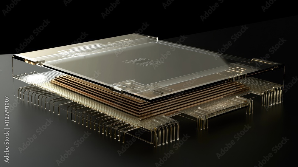 Poster A conceptual image of a semiconductor microchip, highlighting its role in technology, electronics, and future computer engineering innovations.