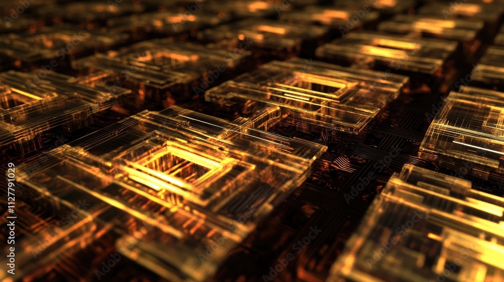 Poster a conceptual image of a semiconductor microchip, highlighting its role in technology, electronics, a