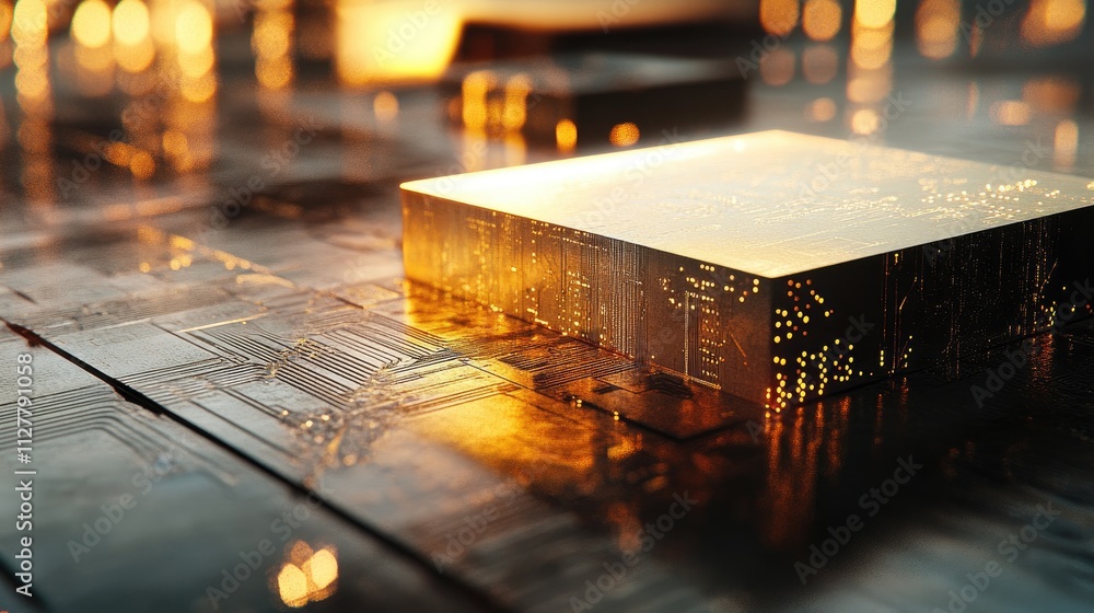 Poster A conceptual image of a semiconductor microchip, highlighting its role in technology, electronics, and future computer engineering innovations.
