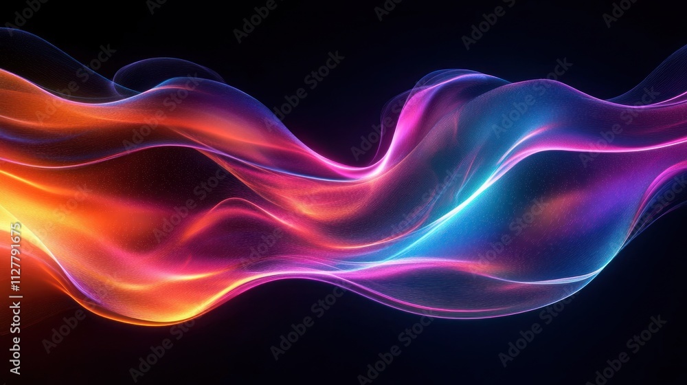 Poster abstract neon fluid waves dynamic gradient background