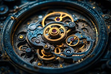 Obraz premium Intricate Clock Gears with Dramatic Side Lighting