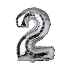 Numeral 2. Foil balloon number two isolated on white background.