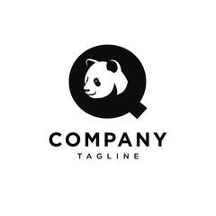 Obraz premium Letter Q Panda Logo Icon Vector 