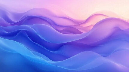 Fototapeta premium Flowing Blue and Purple Watercolor Waves Abstract Landscape