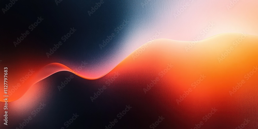Poster abstract color gradient background with grainy texture in deep black and vibrant orange