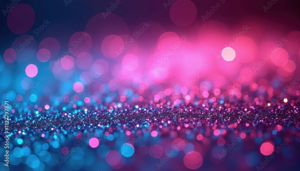 Poster abstract glowing background with vibrant blue and pink colors. shimmering glitter texture creates bo