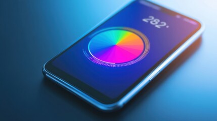 Credit score tracker displayed on a smartphone with a gradient color-coded meter