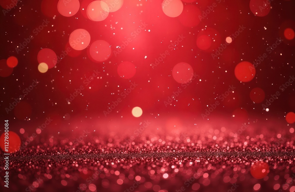Poster red glitter background with bokeh lights. festive abstract photo. sparkling red surface. ideal for f