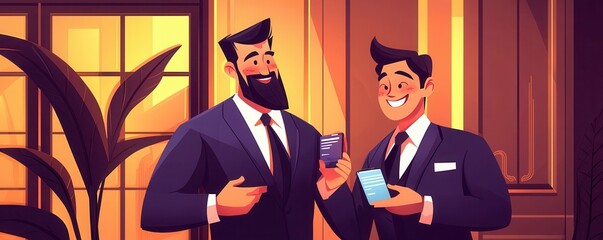 Business networking event with professionals office setting digital presentation indoor environment engaging atmosphere