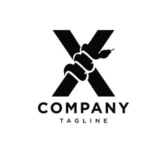  Letter X Snake Logo Icon Vector 