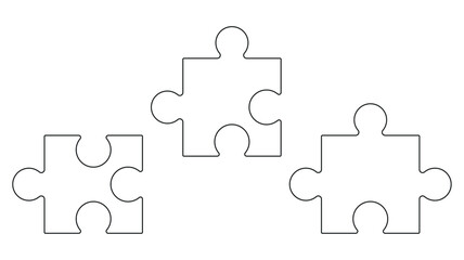 Puzzle Pieces Vector. White Background Puzzle Linework Illustration.