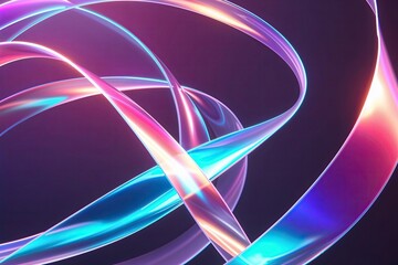 Dynamic Kinetic Three-Dimensional Luminous Holographic Flowing Ribbon in Motion for Vibrant Backgrounds and Artistic Usages