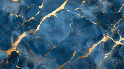 Abstract background, blue marble with gold glitter veins, fake stone texture, painted artificial marbled surface, fashion marbling illustration. Marble. Illustration