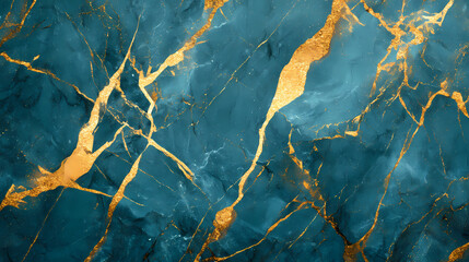 Fototapeta premium Abstract background, blue marble with gold glitter veins, fake stone texture, painted artificial marbled surface, fashion marbling illustration. Marble. Illustration