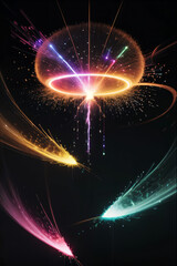 Floating particles illuminated by LED lights, forming an abstract mist effect
