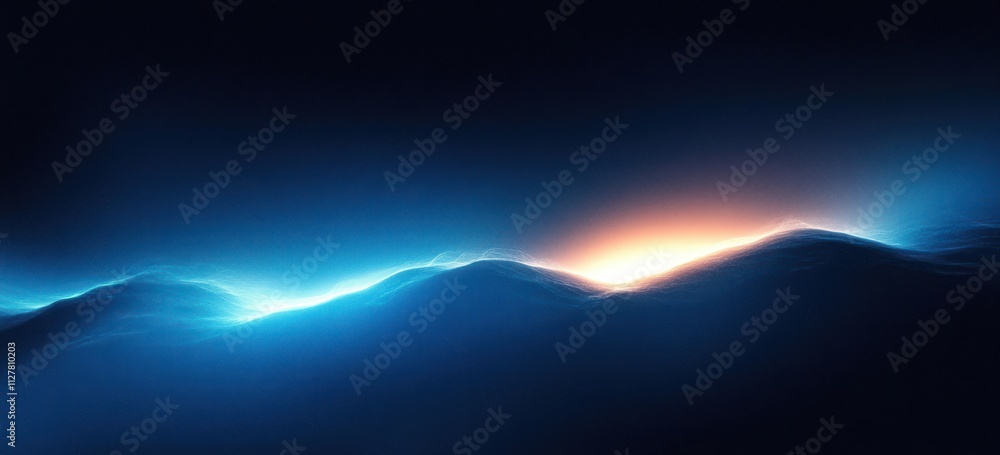 Poster abstract dark blue and teal gradient background with glowing light rays and soft lighting for poster