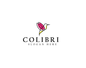 Fototapeta premium Colibri Logo Line Art Style Simple and Elegant