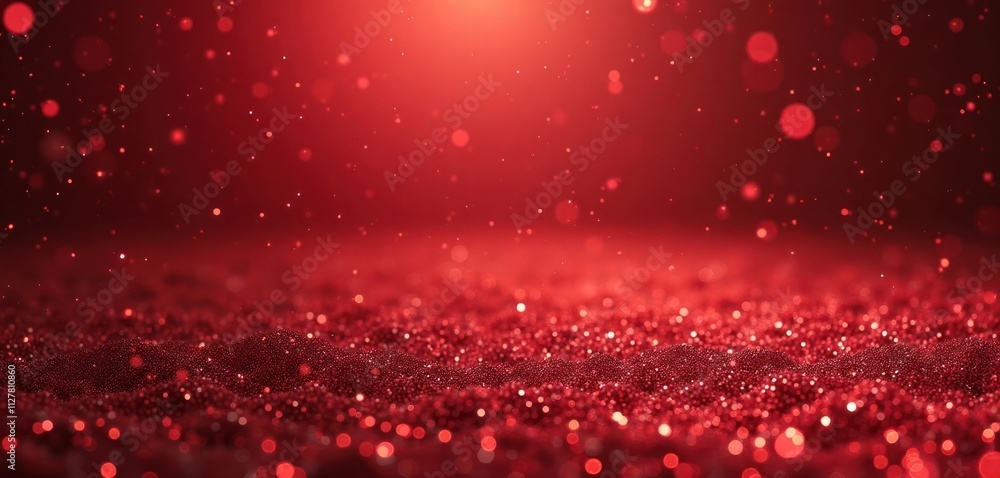 Poster festive red glitter abstract background with sparkling particles. red glitter texture creates festiv