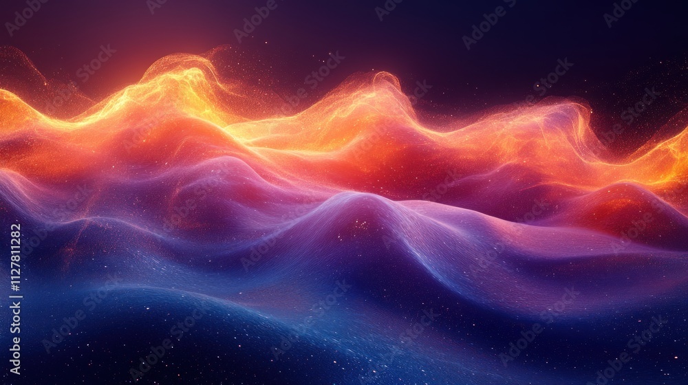 Poster vibrant abstract neon fluid waves with colorful gradient dynamics