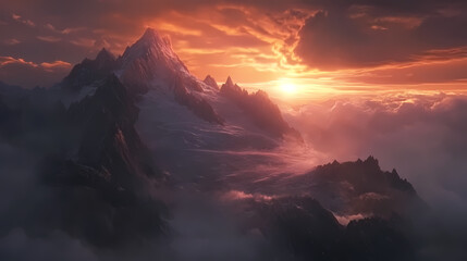 Fototapeta premium Twilight radiance over crystal mountains. prismatic. illustration. Radiance. Illustration