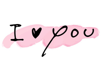 手書き文字素材。英語のメッセージ「I love you」