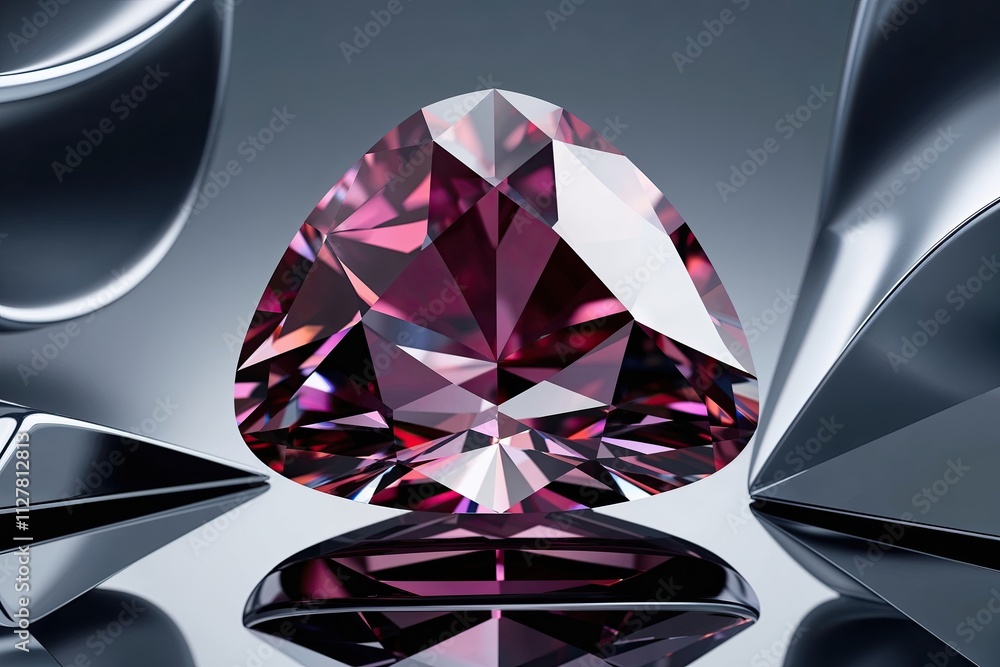 Poster dynamic three-dimensional gem visualization with polished reflective curves for modern backdrops