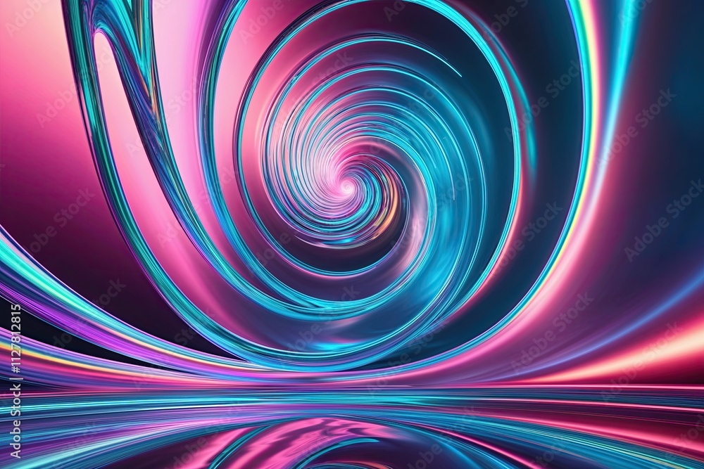 Poster surreal 3d backgrounds with enchanting iridescent neon spiraling waves and captivating gradient desi