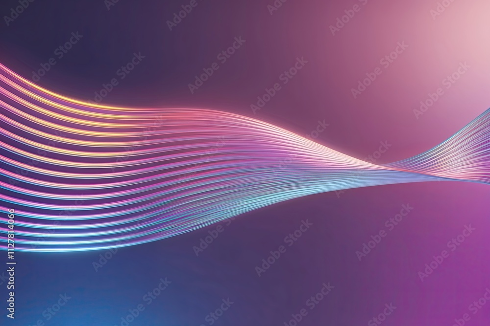 Poster luminous 3d motif with iridescent neon wave and distinctive gradient for engaging backgrounds and ad