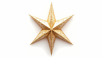 Luxury gold christmas star on white background. Radiance. Illustration